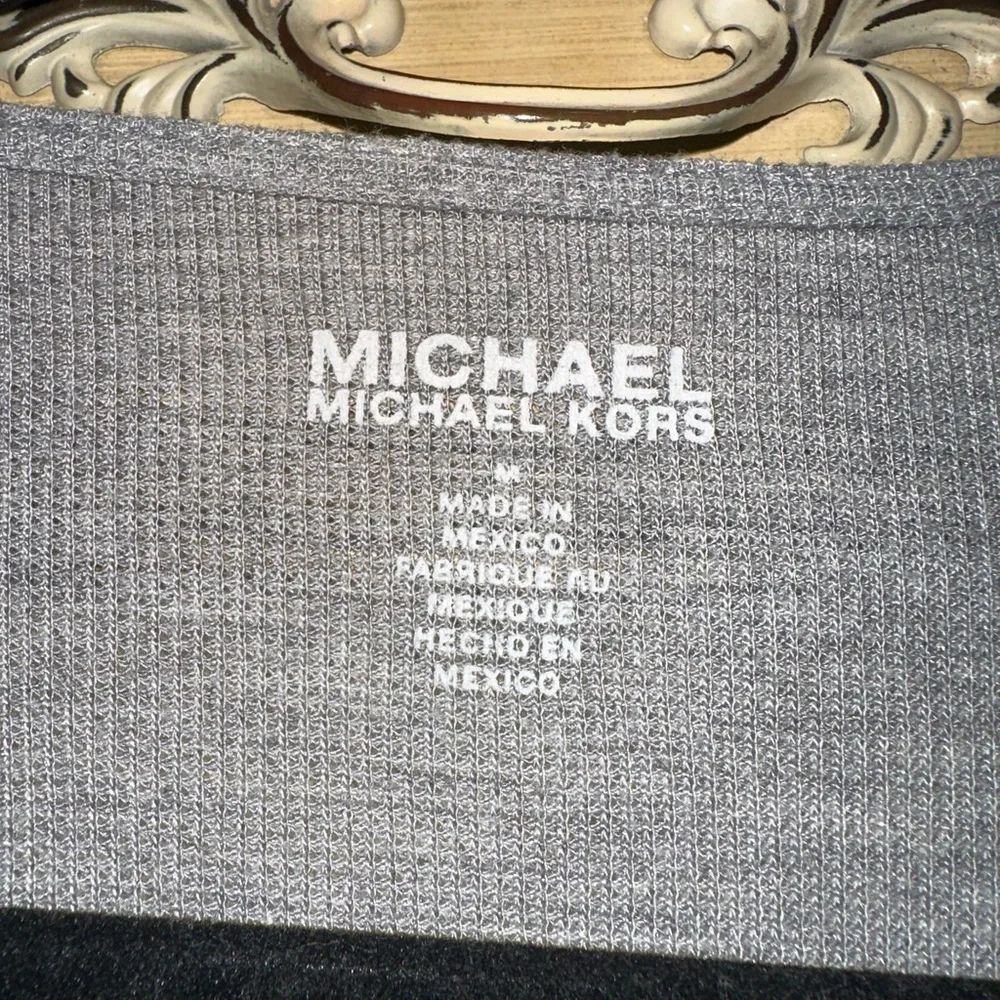 Michael Kors Gray Lace-Up Long Sleeve Top Size Medium